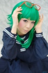 asakura_irori cosplay glasses green_hair gumi pleated_skirt sailor_uniform school_uniform skirt vocaloid rating:Safe score:0 user:nil!