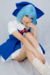 blouse blue_hair cirno cosplay hairbow jumper lenfried socks touhou rating:Safe score:1 user:nil!