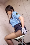 black_legwear blouse chiyoko_5 chocoball costume glasses gloves miniskirt pantyhose police_uniform policewoman skirt tie twin_braids rating:Safe score:2 user:nil!