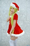 dress green_hair hair_clips santa_costume stocking_cap thighhighs yae_maiko zettai_ryouiki rating:Safe score:2 user:pixymisa