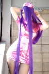 black_legwear cosplay dress ikkitousen kanu_unchou kibashi nurse nurse_cap nurse_uniform pantyhose purple_hair rating:Safe score:3 user:nil!