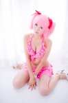 bikini_top cleavage cosplay hair_ribbons kaname_madoka mashiro_yuki miniskirt pink_hair puella_magi_madoka_magica skirt swimsuit twintails rating:Safe score:1 user:nil!