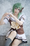 <3 cosplay green_hair hairbow kokoa_shiroi pleated_skirt sailor_uniform school_uniform shigure_asa shuffle! skirt socks rating:Safe score:0 user:nil!