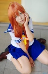 ahoge cosplay glasses ikkitousen kakei_raito orange_hair pleated_skirt ryuubi_gentoku sailor_uniform school_uniform skirt socks rating:Safe score:1 user:nil!