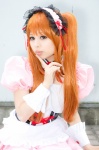 apron asahina_mikuru cosplay cuffs dress hairband orange_hair suzumiya_haruhi_no_yuuutsu tsukikage_yayoi twintails waitress waitress_uniform rating:Safe score:1 user:pixymisa
