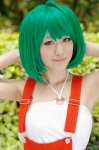 ahoge aqua_hair cosplay macross macross_frontier mamilina overalls ranka_lee tubetop rating:Safe score:0 user:nil!