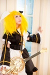 bass_guitar blonde_hair cosplay detached_sleeves dress electric_bass_guitar guitar hairbow instrument kagamine_rin meltdown_(vocaloid) saku scene_ever_4 twintails vocaloid rating:Safe score:0 user:nil!