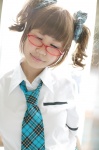 blouse cosplay glasses hair_ribbons idolmaster mizuhashi_uri school_uniform takatsuki_yayoi tie twintails rating:Safe score:0 user:nil!