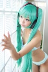 aqua_hair bikini cosplay hatsune_miku headset necoco necosmo swimsuit twintails vocaloid rating:Safe score:1 user:nil!