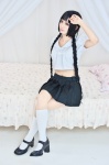blouse cosplay kneehighs maika miniskirt okino_mayoko pleated_skirt skirt twin_braids zone-00 rating:Safe score:3 user:pixymisa