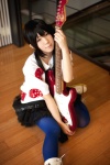 boots cosplay guitar k-on! kousaka_yun miniskirt nakano_azusa pantyhose side_ponytail skirt tshirt rating:Safe score:2 user:xkaras