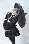 black_legwear cosplay dress drill_hair idolmaster kanzaki_ranko pantyhose saki_(ii) silver_hair twin_drills umbrella rating:Safe score:2 user:nil!