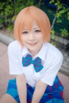 blouse bowtie caramel_eyes cosplay ema hoshizora_rin love_live!_school_idol_project orange_hair pleated_skirt skirt rating:Safe score:0 user:pixymisa