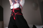 atsuki bed black_legwear blouse bound cosplay dagashi_biyori dagashi_kashi pantyhose purple_hair shibari shidare_hotaru skirt suspenders rating:Safe score:0 user:nil!