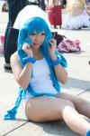 anklets blue_hair bracelets cosplay hat ikamusume mami_(ii) shinryaku!_ikamusume swimsuit rating:Safe score:0 user:pixymisa