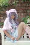 boots capelet cosplay dress dress_lift enako hat patchouli_knowledge purple_hair touhou rating:Safe score:4 user:nil!