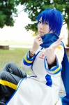 blue_hair boots coat cosplay crossplay default_costume headset kaito rui scarf trousers vocaloid rating:Safe score:0 user:nil!