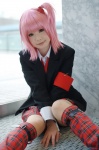 armband blazer blouse cosplay hinamori_amu leggings pantyhose pink_hair pleated_skirt school_uniform shirayuki_himeno shugo_chara! side_ponytail skirt tie rating:Safe score:3 user:nil!