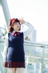 amami_haruka blouse cosplay hair_ribbons hana_(iii) idolmaster pleated_skirt ribbon_tie skirt sweater rating:Safe score:0 user:pixymisa