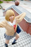 arihara_ayumi blonde_hair bookbag cosplay hatsukoi_limited miniskirt pleated_skirt sailor_uniform school_uniform skirt sweater umi rating:Safe score:0 user:pixymisa