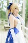 ahoge blonde_hair choker cosplay dress elbow_gloves fate/series fate/stay_night forest_(photoset) gloves hairbow saber sideboob usakichi rating:Safe score:3 user:nil!