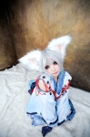 animal_ears cosplay hiiro_no_kakera kimono kneesocks kotaro osaki_kitsune sandals tail white_hair rating:Safe score:0 user:Kryzz