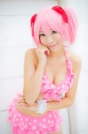 bikini_top cleavage cosplay hair_ribbons kaname_madoka mashiro_yuki miniskirt pink_hair puella_magi_madoka_magica skirt swimsuit twintails rating:Safe score:0 user:nil!