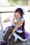 apron bow choker cleavage cosplay hairband hair_ribbons love_live!_school_idol_project maid maid_uniform petticoat purple_hair thighhighs tojo_nozomi twintails uri wristband rating:Safe score:1 user:pixymisa