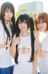 akiyama_mio arata cosplay hair_clips hirasawa_yui kii_anzu k-on! nakano_azusa nepachi pleated_skirt school_uniform skirt tshirt twintails rating:Safe score:0 user:nil!