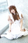 apron bowtie cosplay hairband kneesocks maid maid_uniform narihara_riku original petticoat serving_tray rating:Safe score:0 user:pixymisa