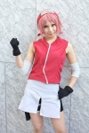 ari cosplay elbow_pads gloves haruno_sakura_(naruto) headband naruto pink_hair shorts rating:Safe score:0 user:nil!