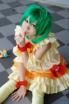 ahoge aoi cosplay green_hair macross macross_frontier microphone miniskirt ranka_lee skirt tank_top thighhighs twintails rating:Safe score:0 user:nil!