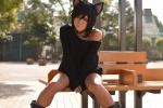 animal_ears black_cat_party boots cat_ears collar cosplay miniskirt non original skirt sweater tail rating:Safe score:2 user:nil!
