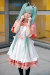 apron aqua_hair bad∞end∞night_(vocaloid) cosplay crinoline dress hatsune_miku kneesocks maitako shawl twintails vocaloid rating:Safe score:0 user:pixymisa