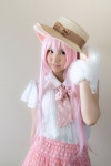 animal_ears blouse cat_ears cosplay enacat_(white_version) enako miniskirt original paw_gloves pink_hair skirt straw_hat twintails rating:Safe score:1 user:nil!