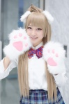 animal_ears blonde_hair blouse cat_ears cosplay kanran love_live!_school_idol_project minami_kotori paw_gloves pleated_skirt school_uniform side_ponytail skirt rating:Safe score:0 user:nil!