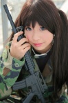 battle_royale camouflage collar cosplay gun military_uniform rifle soldier_(battle_royale) twintails zero_inch rating:Safe score:0 user:nil!