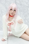 blue_eyes choker cosplay k neko_(k) pantyhose pink_hair sasa sheer_legwear sweater rating:Safe score:2 user:pixymisa