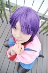 bakemonogatari blouse cosplay natsume_rin pleated_skirt purple_hair school_uniform senjougahara_hitagi skirt thighhighs tie rating:Safe score:0 user:nil!