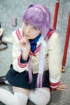 clannad cosplay fujibayashi_kyou ponko_unko purple_hair school_uniform thighhighs rating:Safe score:0 user:Log