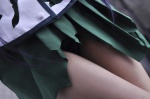ashiya_noriko busujima_saeko busujima_saeko_no_eroi_toko cosplay highschool_of_the_dead panties pleated_skirt sailor_uniform school_uniform side-tie_panties skirt torn_clothes rating:Safe score:1 user:nil!