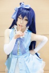 arm_warmers blue_hair bowtie cosplay dress hairbow love_live!_school_idol_project petticoat shizuki_minato sonoda_umi yellow_eyes rating:Safe score:0 user:pixymisa