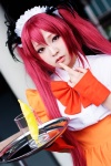 apron asae_ayato bow cosplay cthugha hairband hairbows haiyore!_nyaruko-san maid maid_uniform red_eyes red_hair rating:Safe score:1 user:pixymisa