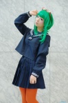 asakura_irori cosplay glasses green_hair gumi pantyhose pleated_skirt sailor_uniform school_uniform skirt vocaloid rating:Safe score:2 user:nil!