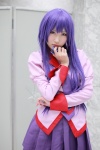 bakemonogatari blouse cosplay hiokichi pleated_skirt purple_eyes purple_hair school_uniform senjougahara_hitagi skirt tie rating:Safe score:2 user:pixymisa