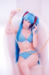 aqua_hair bathroom bathtub bikini cleavage cosplay hatsune_miku headset mashiro_yuki project_diva swimsuit twintails vocaloid rating:Safe score:1 user:nil!