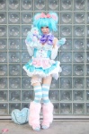 blue_hair bow cosplay detached_sleeves dress garter gloves hairbow himemiya_mahore lollipop petticoat plushie thighhighs twinkle_candy_bear yum_yums rating:Safe score:4 user:pixymisa