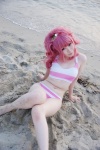 anya_alstreim beach code_geass cosplay croptop hairband ocean panties pink_hair striped tatsuki rating:Safe score:1 user:nil!