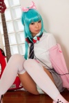 bass blouse cardigan cosplay hairbow hatsune_miku headphones necoco panties pleated_skirt ponytail project_necoco-f school_uniform skirt thighhighs tie vocaloid white_legwear rating:Safe score:2 user:nil!