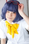 blouse blue_hair bowtie cosplay ema glasses inazuma_eleven otonashi_haruna school_uniform rating:Safe score:0 user:pixymisa
